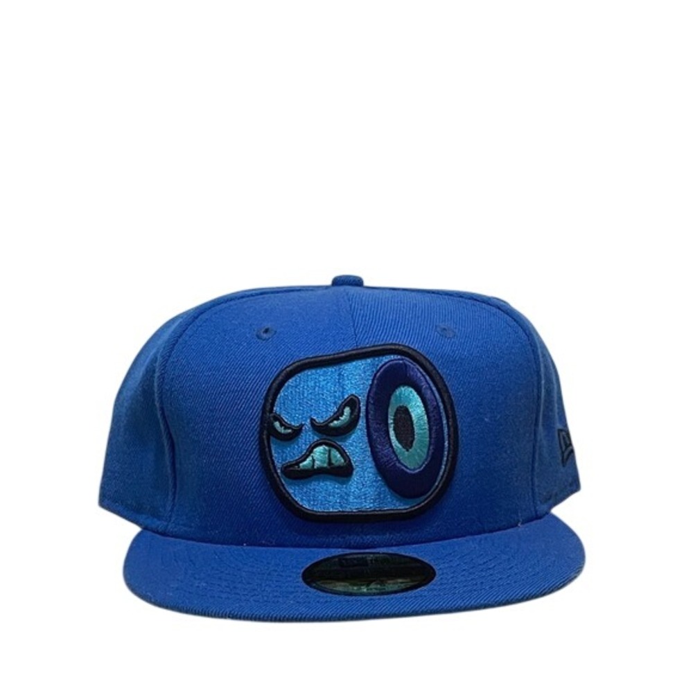 New Era 59FIFTY Royal Blue Fitted Hat Grumpy Face Patch Green Underbrim 7 7/8